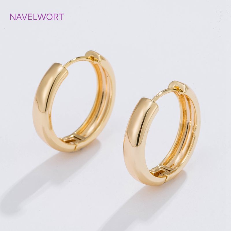 Women Accessories Earrings - Brincos de argola circulares banhados a
