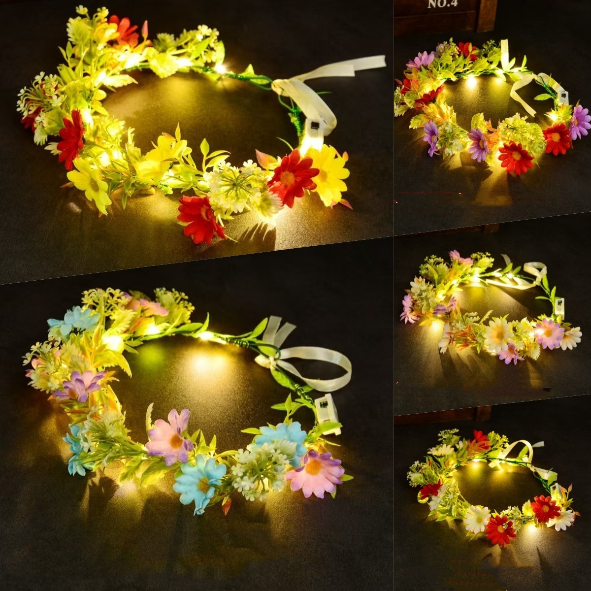 Coroa de flores com luzes LED, - Women Accessories Photos avaliação e preço